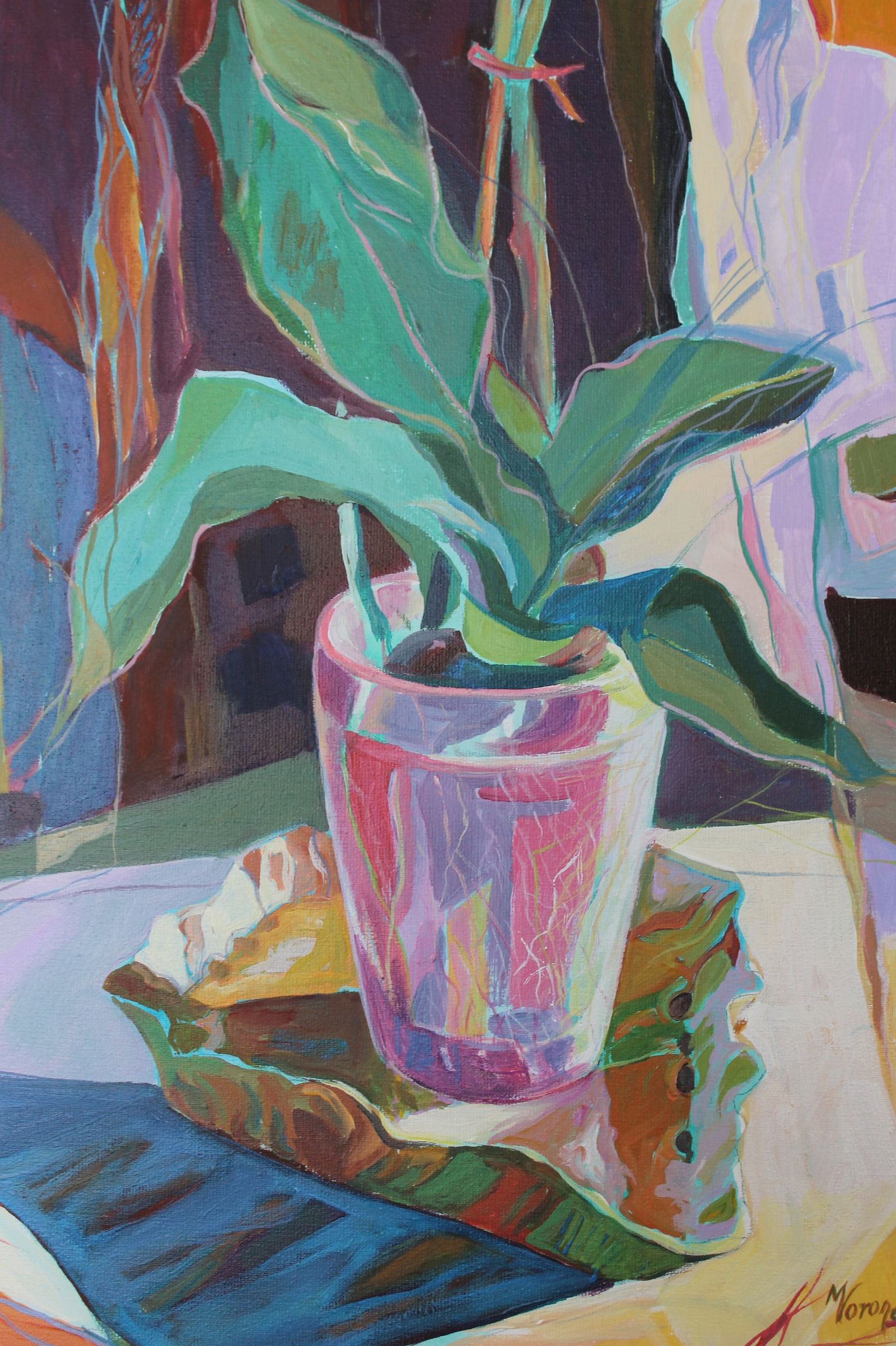 Acrylic painting Orchid Maria Voloschak: Title: Acrylic painting Orchid Maria Voloschak Description: 17Vor Painter: Maria Voloschak Size: 70x40,5 cm/27,56x15,94 inches Components: acrylic, canvas Original painting from our collection ERA: 20