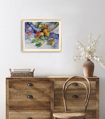 Watercolor painting Still life with apricots Maria Voloschak - 8