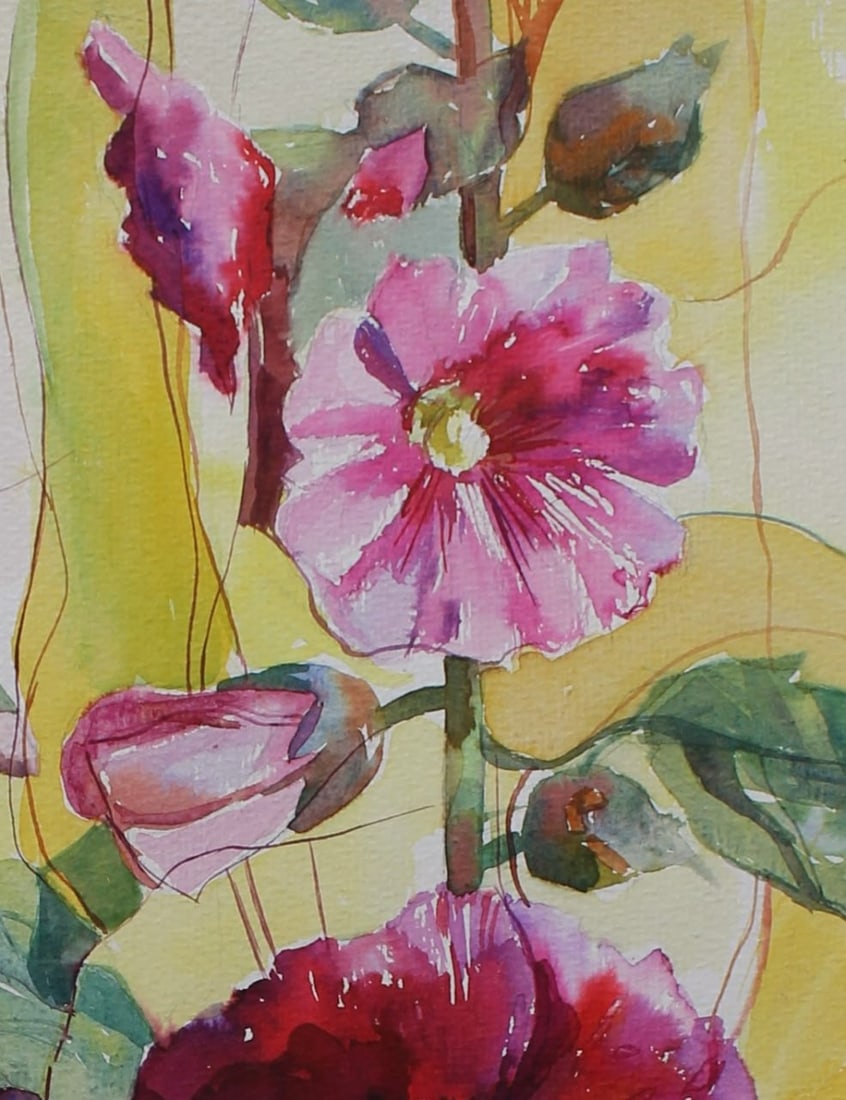 Watercolor painting Still life with malow Maria Voloschak - 11