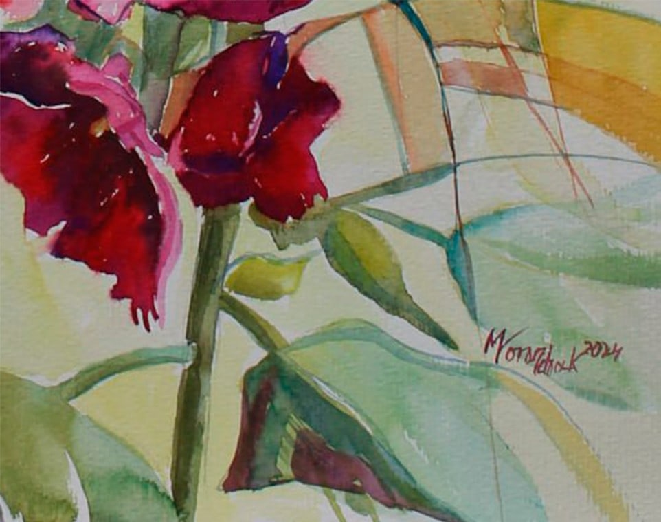 Watercolor painting Still life with malow Maria Voloschak - 5