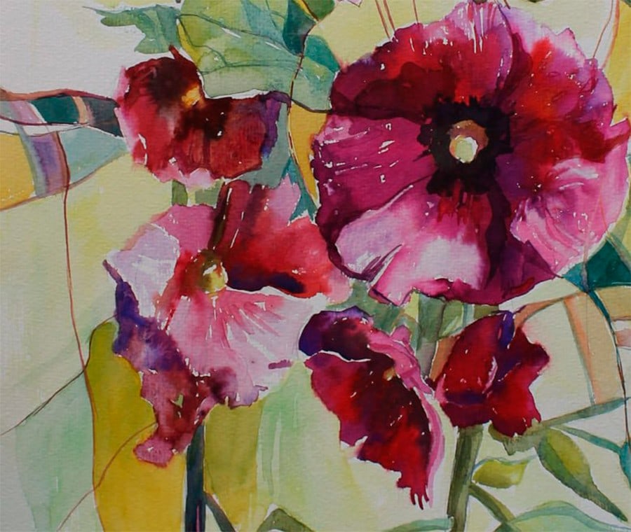 Watercolor painting Still life with malow Maria Voloschak - 7