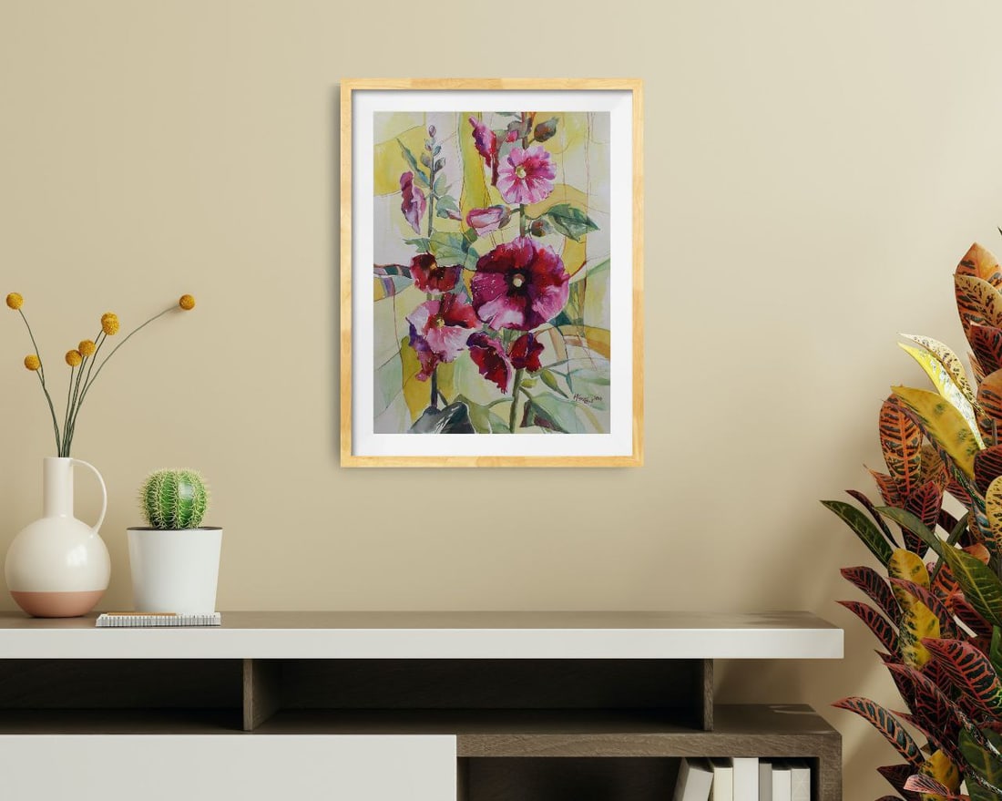 Watercolor painting Still life with malow Maria Voloschak - 8