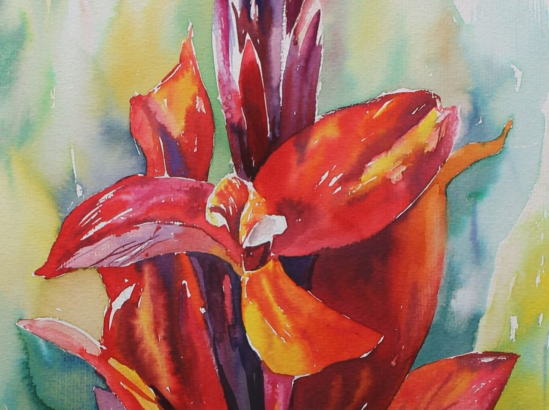 Watercolor painting Still life with flowers Maria Voloschak - 8