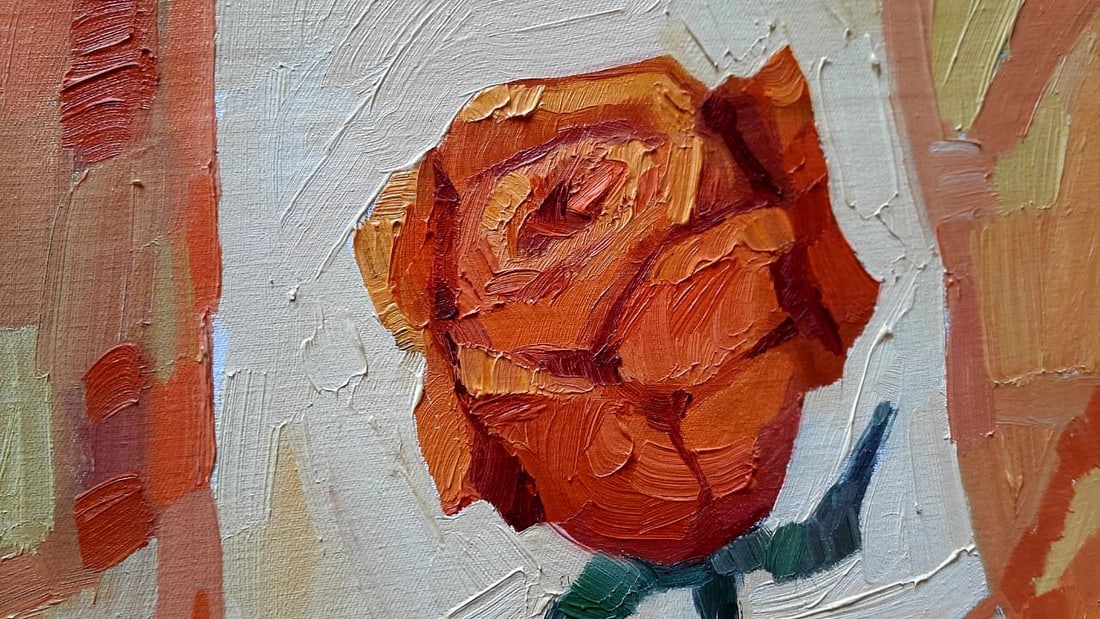 Abstract Oil painting Orange rose Tetyana Shulyak - 4