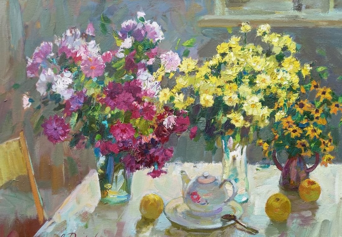 Oil painting Summer bouquet Alex Ditriev: Title: Oil painting Summer bouquet Alex Ditriev Description: 15AD Painter: Alex Ditriev Size: 60x85 cm/23.6x33.4 inches Components: oil, canvas Original painting from our collection ERA: Short informa