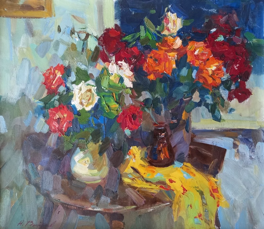 Oil painting Evening roses Alex Ditriev (1 of 13)
