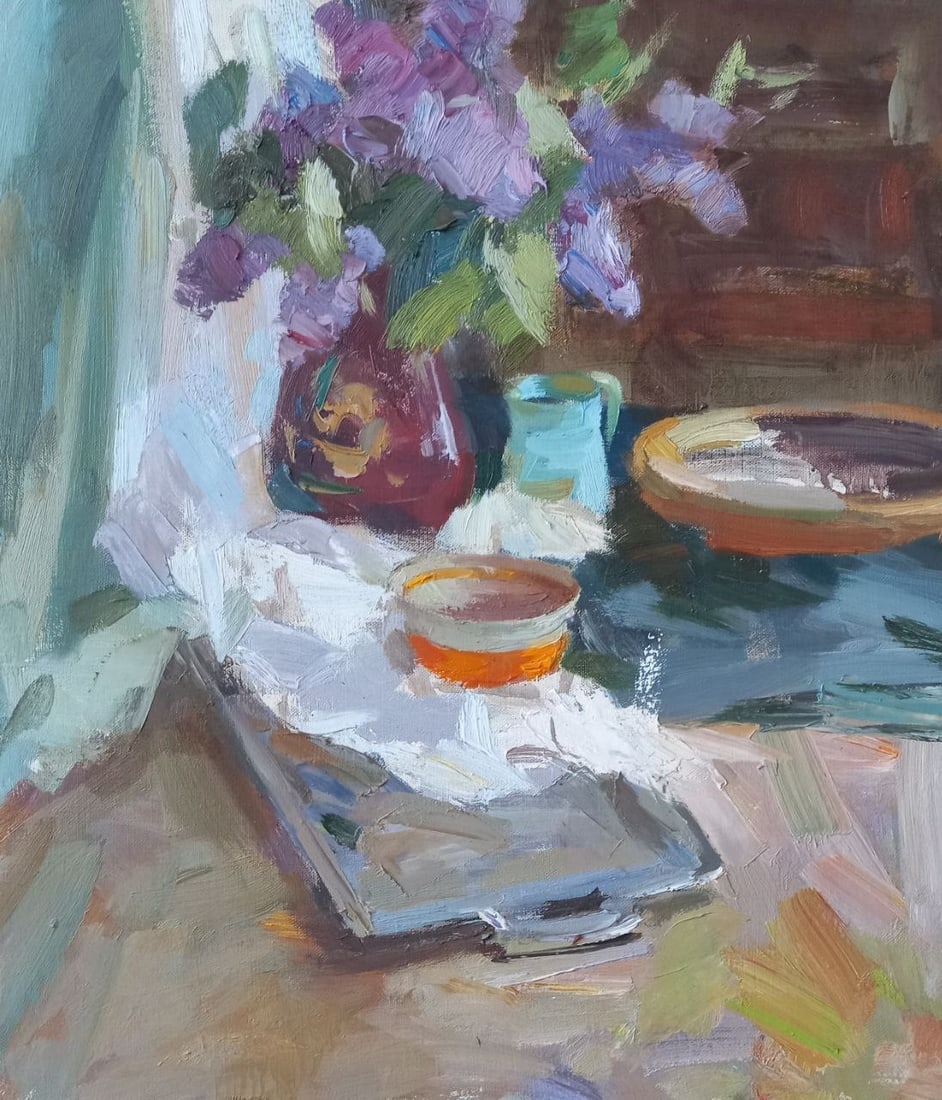 Oil painting Spring improvisation Alex Ditriev: Title: Oil painting Spring improvisation Alex Ditriev Description: 199AD Painter: Alex Ditriev Size: 48x55.5 cm/ 18.9x21.9 inches Components: oil, canvas Original painting from our collection ERA: Sho