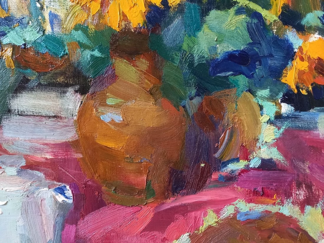 Oil painting Evening sunflowers Alex Ditriev - 10