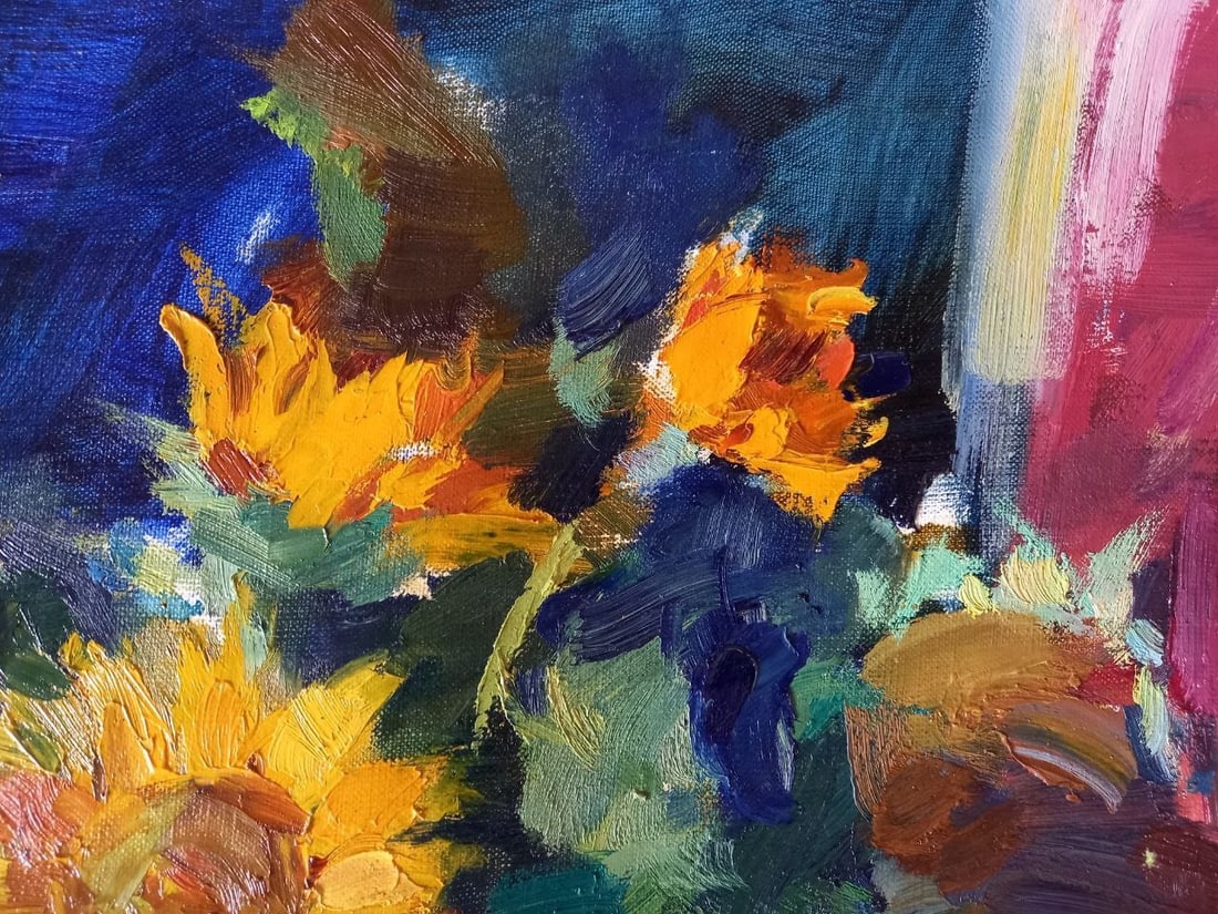 Oil painting Evening sunflowers Alex Ditriev - 3