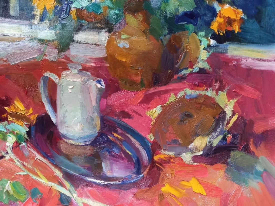 Oil painting Evening sunflowers Alex Ditriev - 9