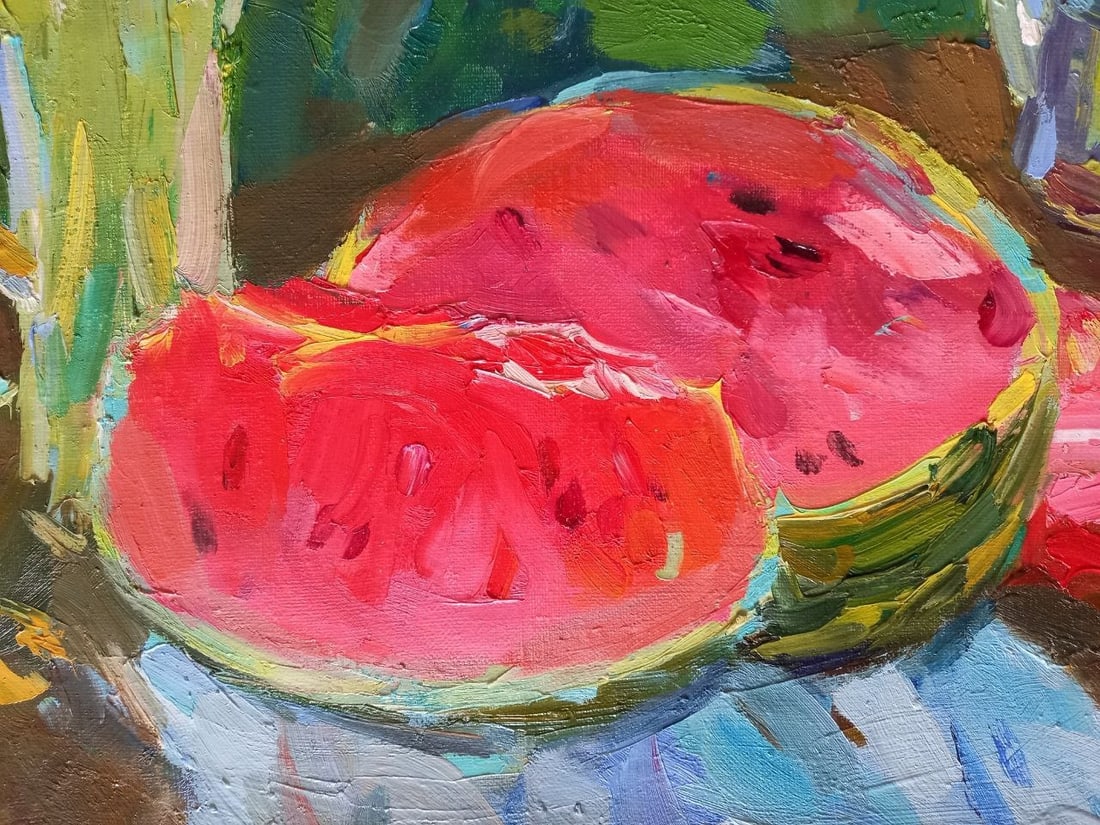 Oil painting Watermelon and lilies Alex Ditriev - 4