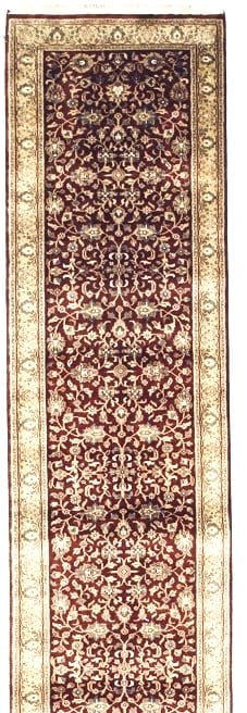 Hand Knotted Indo-Tabriz Runner Red Wool New Oriental Area Rug 2'6" x 22' - 3