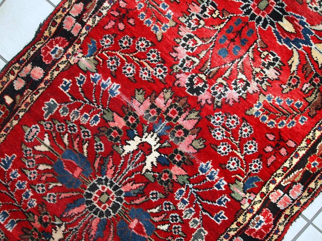 Handmade antique Persian Lilihan runner 2.7' x 23.3' (84cm x 712cm) 1910s - 5