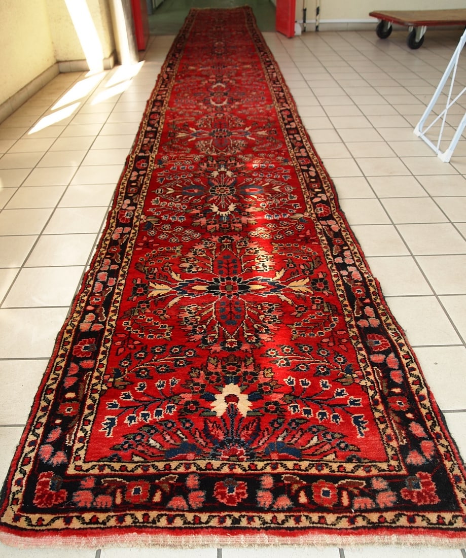 Handmade antique Persian Lilihan runner 2.7' x 23.3' (84cm x 712cm) 1910s - 8