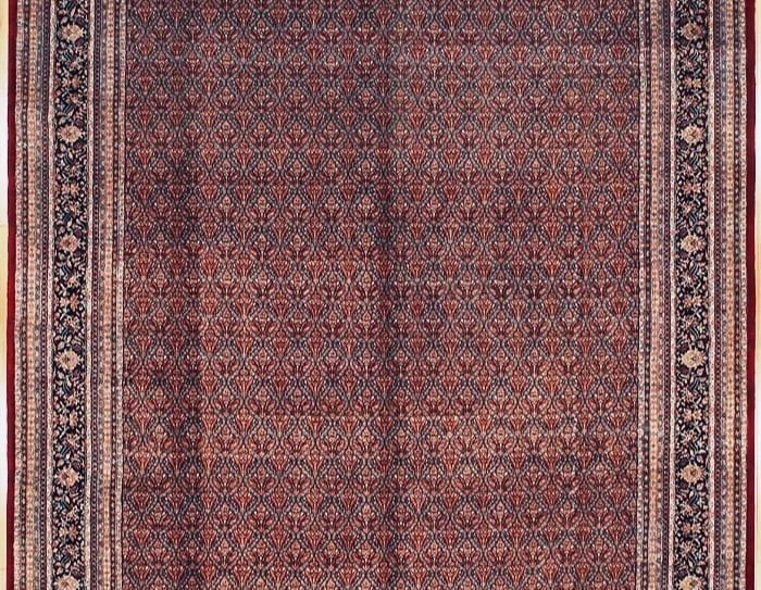 Hand Knotted Indo-Bijar Red Navy Wool Oriental Area Rug Carpet 9'11" x 14'1" - 3