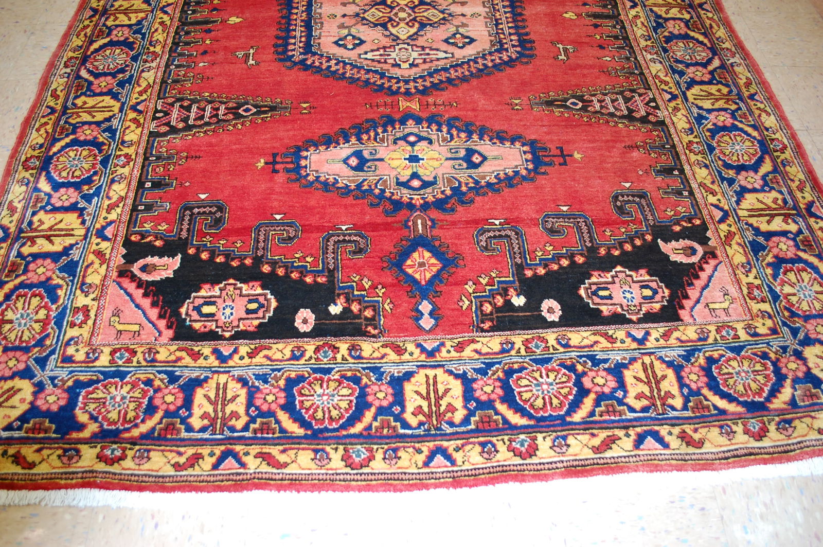 OLD,ANTIQUE CAUCASIAN RUG 10'2" X 7'6" - 3