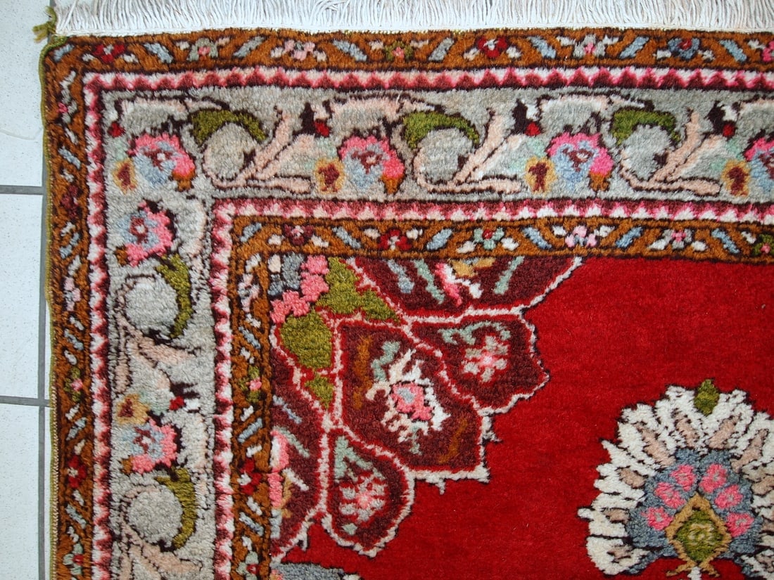 Handmade vintage Turkish Oushak runner 3.6' x 11.1' (110cm x 340cm) 1940s - 3