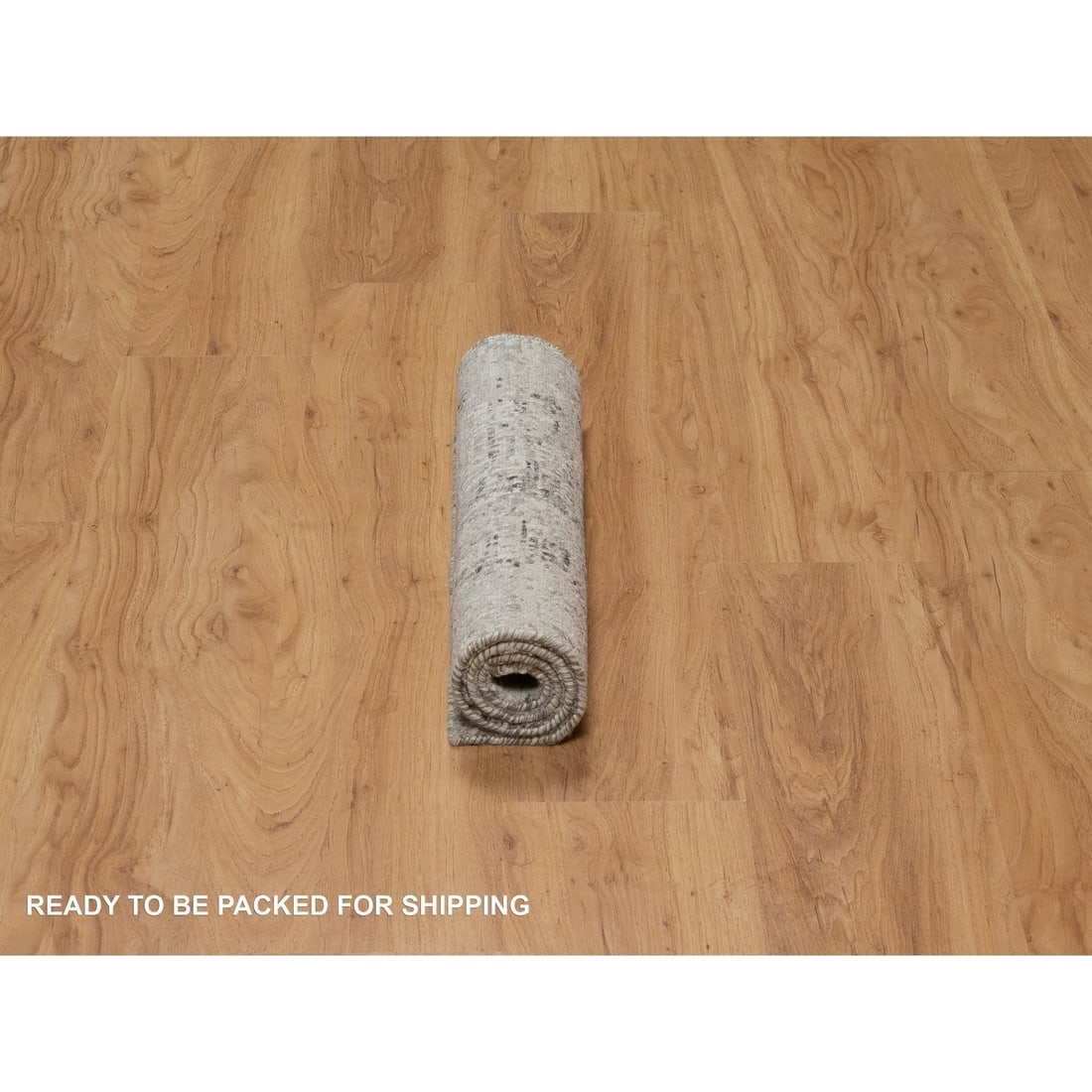 Fossil Gray Undyed Natural Wool Hand Knotted Modern Design Mat Rug - 6