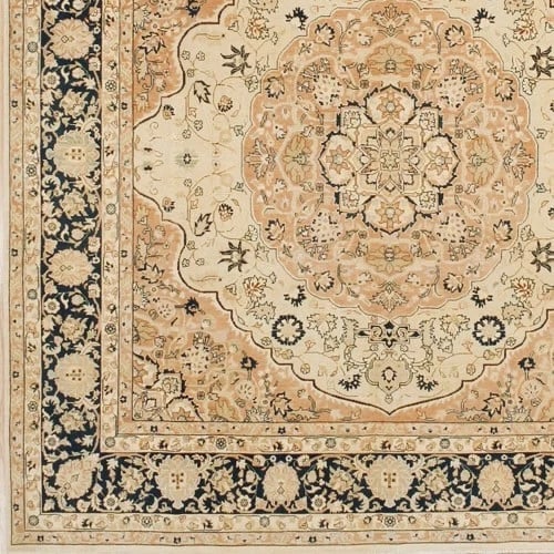 Hand Knotted Indo-Tabriz Cream Wool Oriental Area Rug Carpet 8' x 8'4" - 5