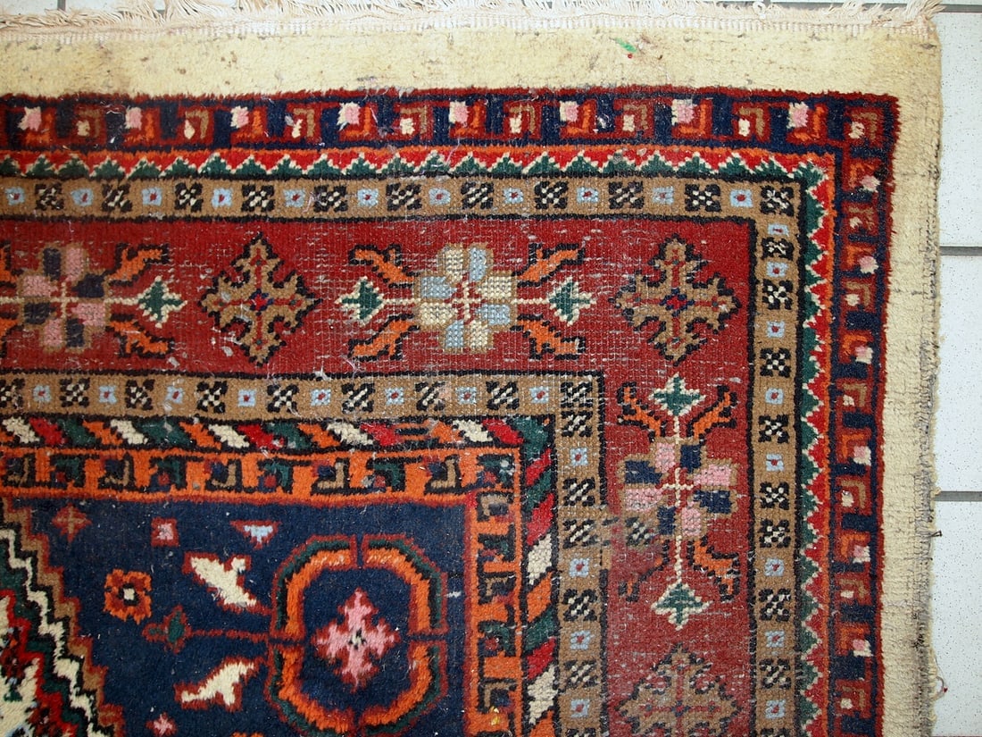 Handmade vintage Persian Hamadan rug 5.7' x 7.9' (175cm x 240cm) 1970s - 2