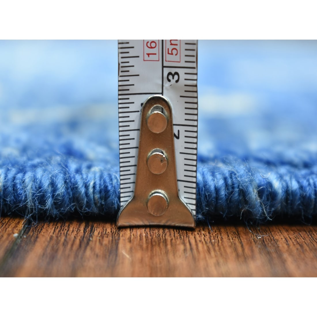 Navy Blue, Hand Knotted, Soft and Shiny Wool, Moroccan Berber Rug - 5