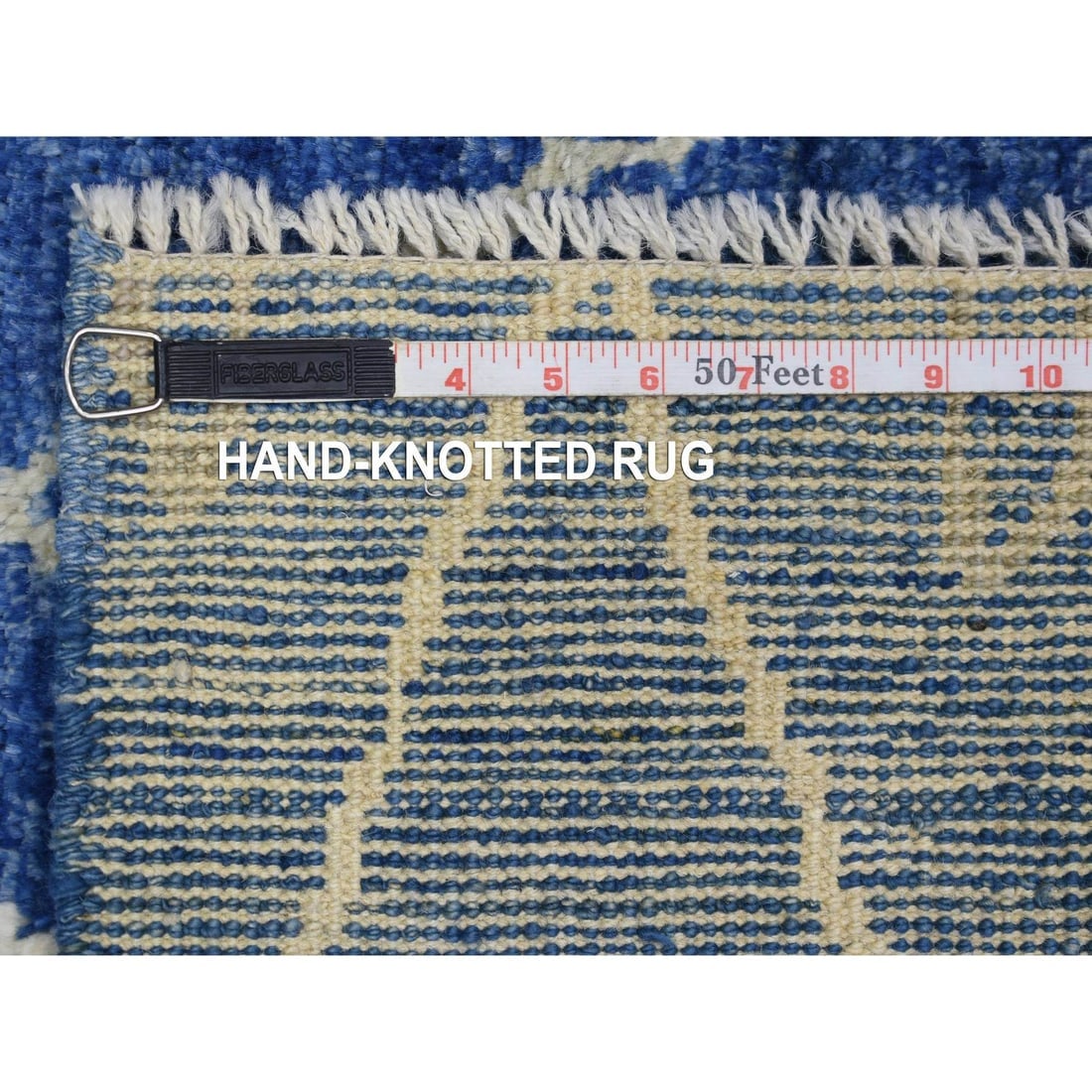 Navy Blue, Hand Knotted, Soft and Shiny Wool, Moroccan Berber Rug - 6