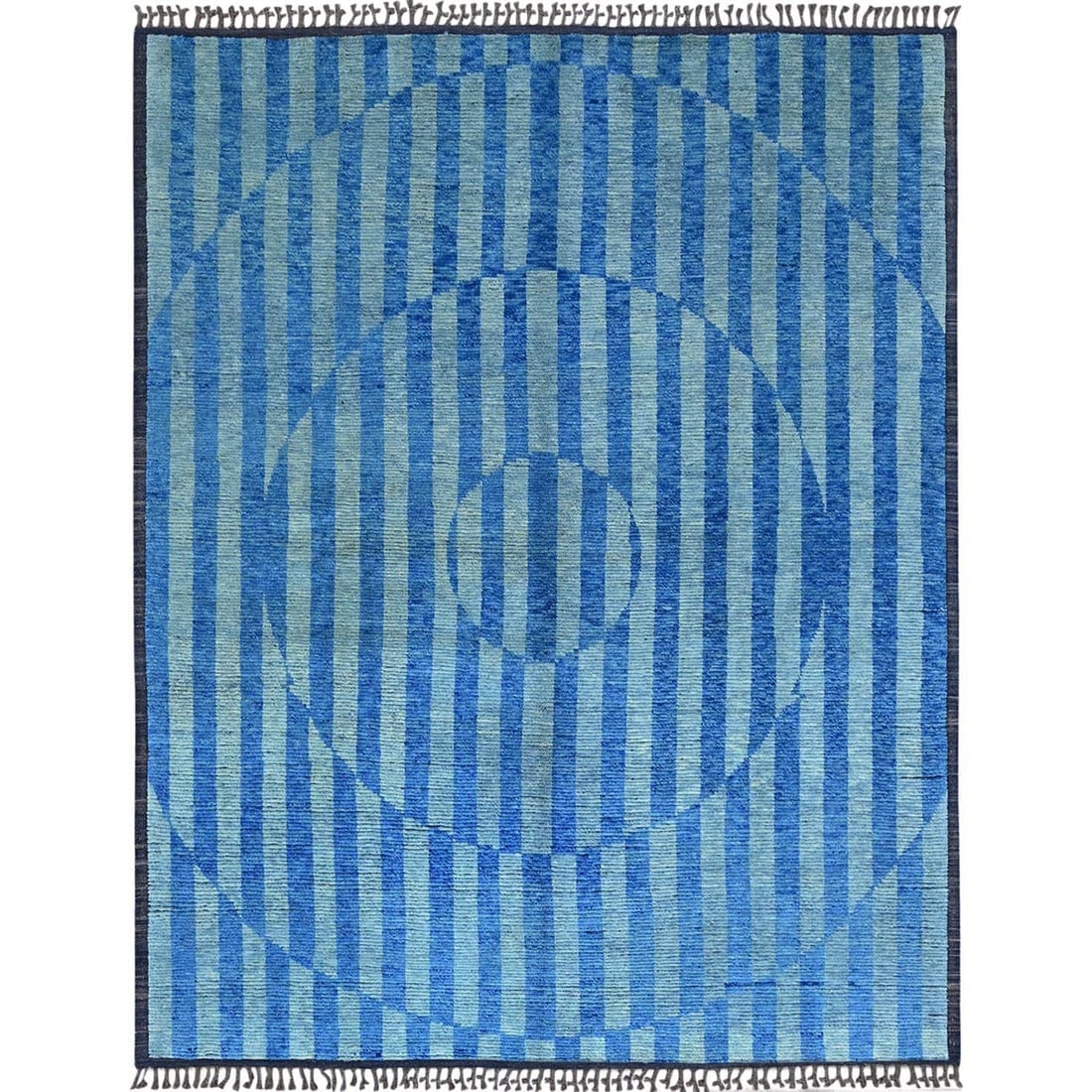 Storm Blue Beni Ourain Moroccan Inspired Design Oriental Rug: Title: Storm Blue Beni Ourain Moroccan Inspired Design Oriental RugDescription: This is a truly genuine one-of-a-kind. It has been Knotted for months and months in the centuries-old weaving