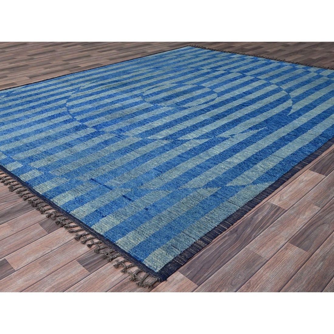 Storm Blue Beni Ourain Moroccan Inspired Design Oriental Rug - 3