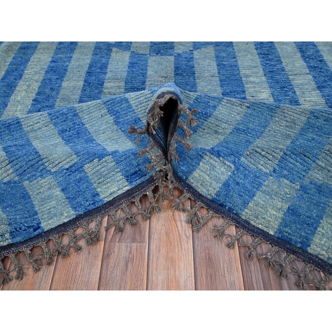 Storm Blue Beni Ourain Moroccan Inspired Design Oriental Rug - 5