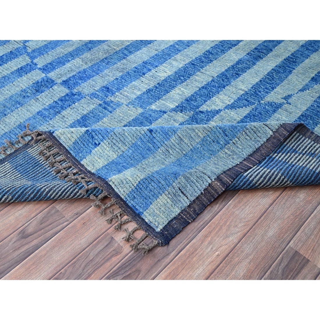 Storm Blue Beni Ourain Moroccan Inspired Design Oriental Rug - 6