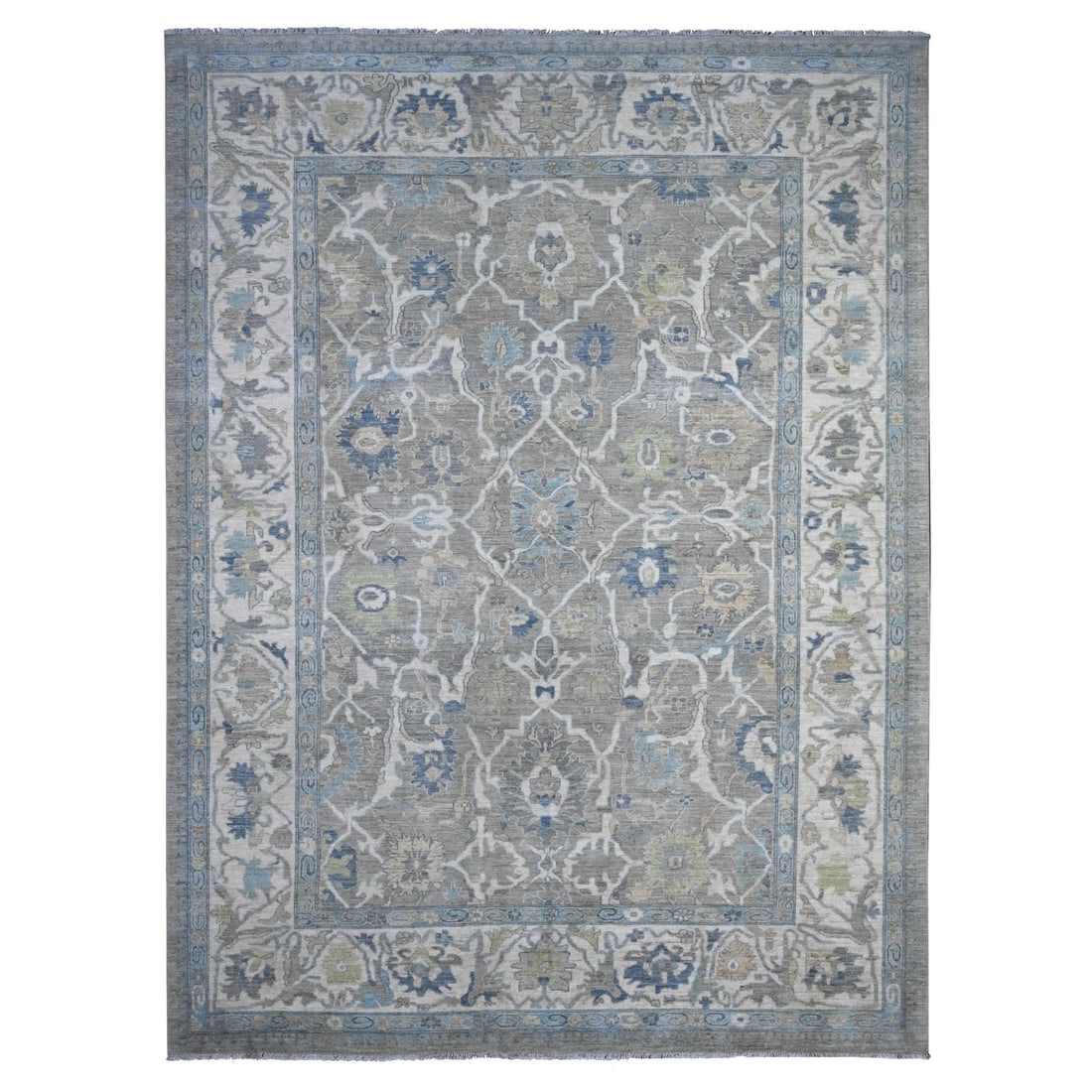 Spanish Gray Organic Wool All Over Mahal Design Oriental Rug: Title: Spanish Gray Organic Wool All Over Mahal Design Oriental RugDescription: This is a truly genuine one-of-a-kind. It has been Knotted for months and months in the centuries-old weaving