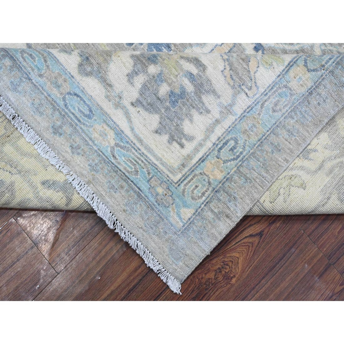 Spanish Gray Organic Wool All Over Mahal Design Oriental Rug - 6