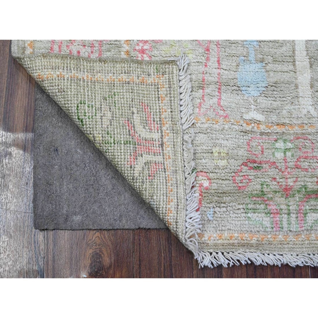 Laurel Green Afghan Angora Oushak Vegetable Dyes Oriental Rug - 2