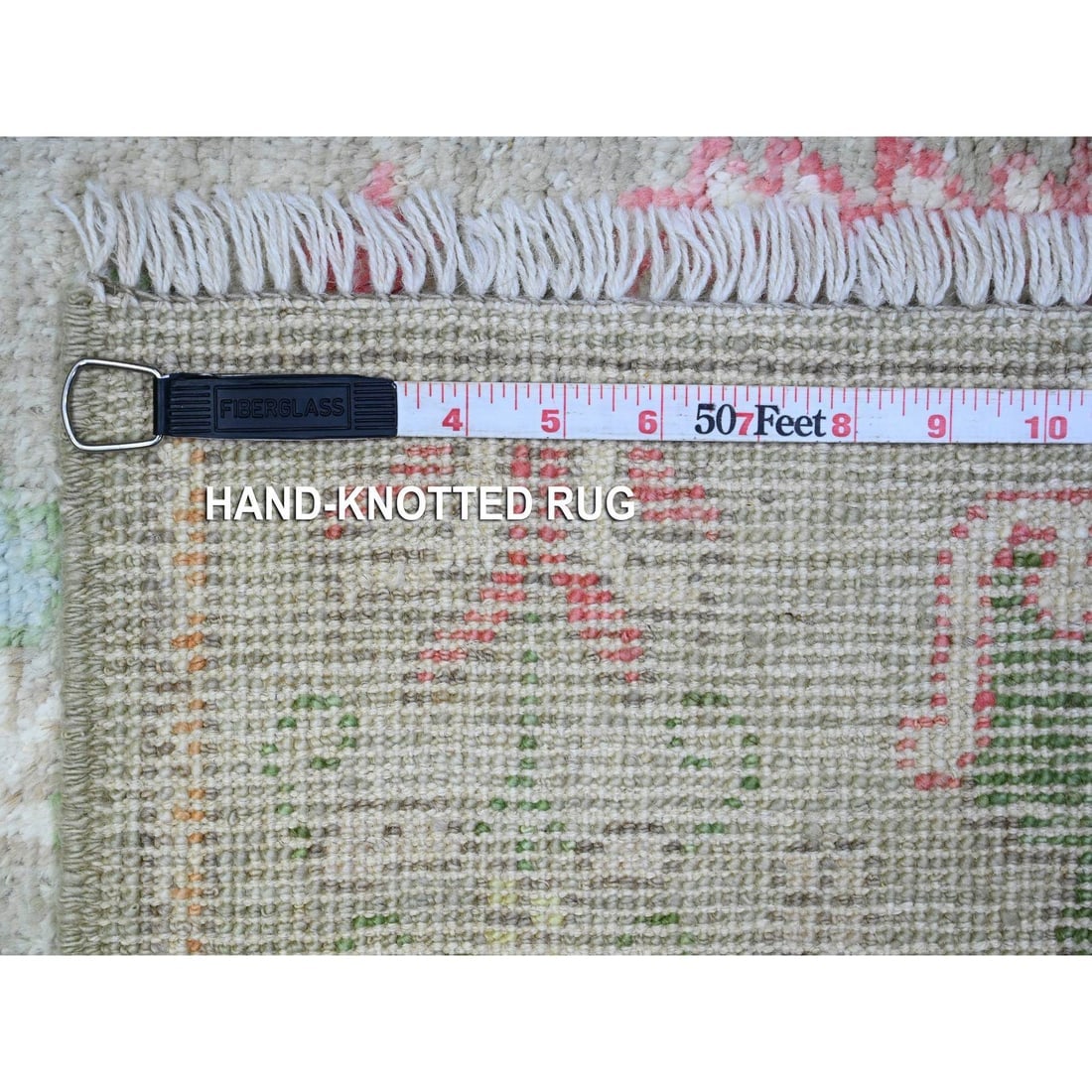 Laurel Green Afghan Angora Oushak Vegetable Dyes Oriental Rug - 6