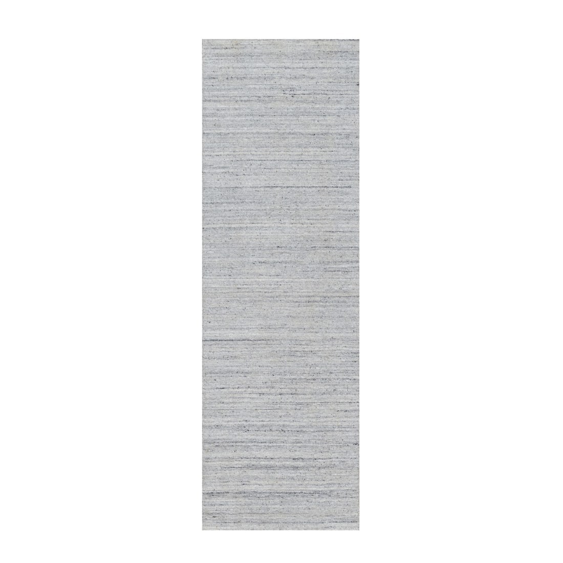 White Soft Pile Plain Modern Striae Design Hand Loomed Wool Runner Rug (1 of 8)