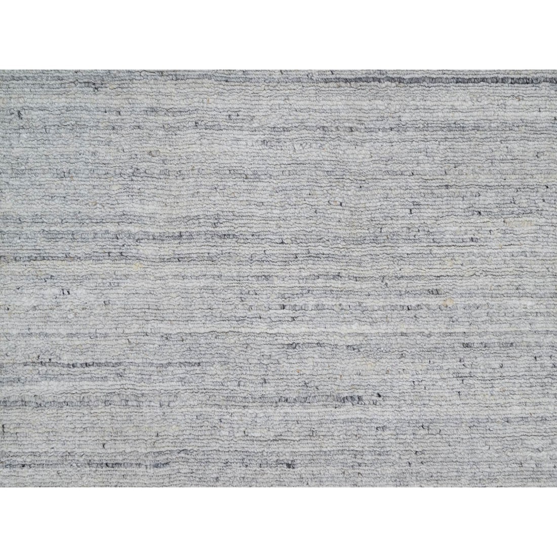 White Soft Pile Plain Modern Striae Design Hand Loomed Wool Runner Rug - 5