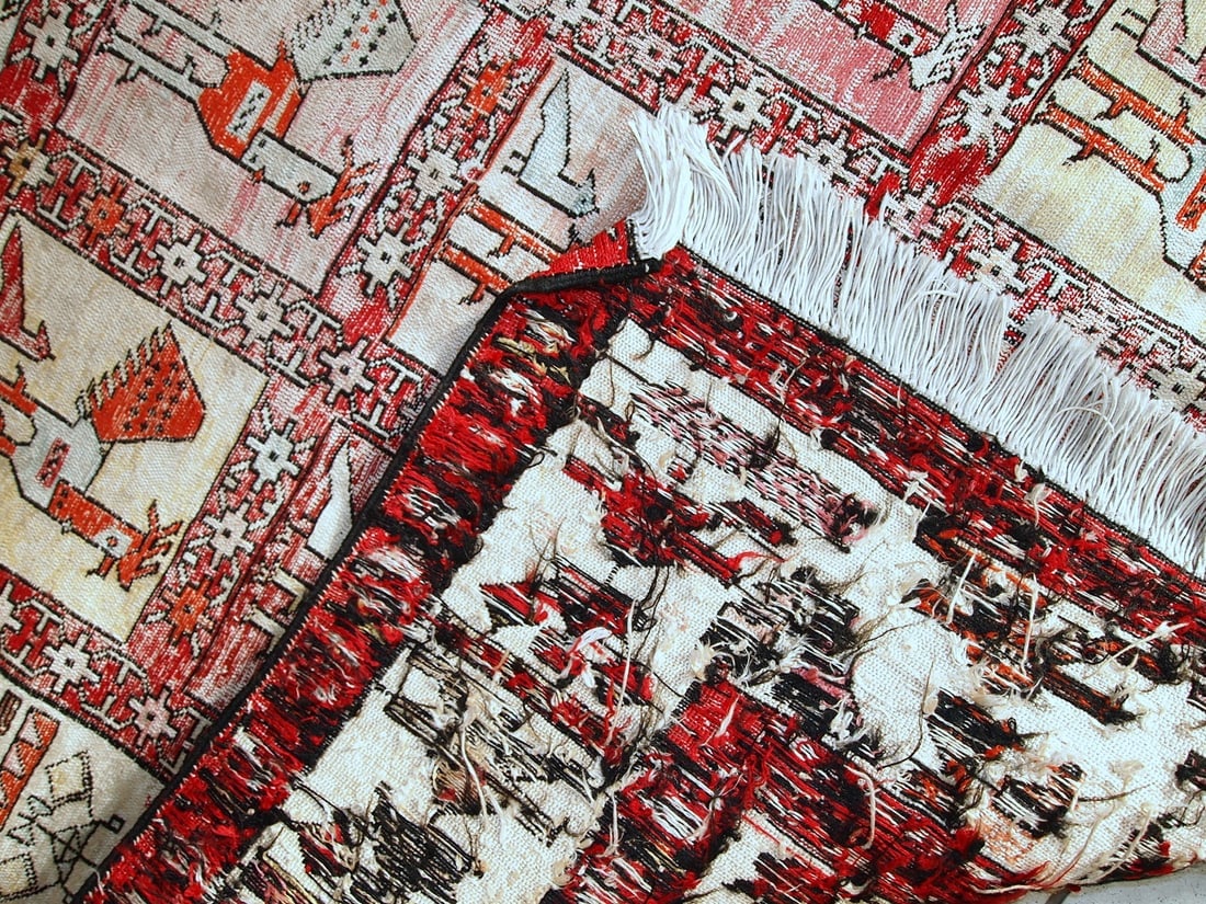 Handmade vintage Persian Sumak silk kilim 4.1' x 6' (125cm x 183cm) 1960s - 10