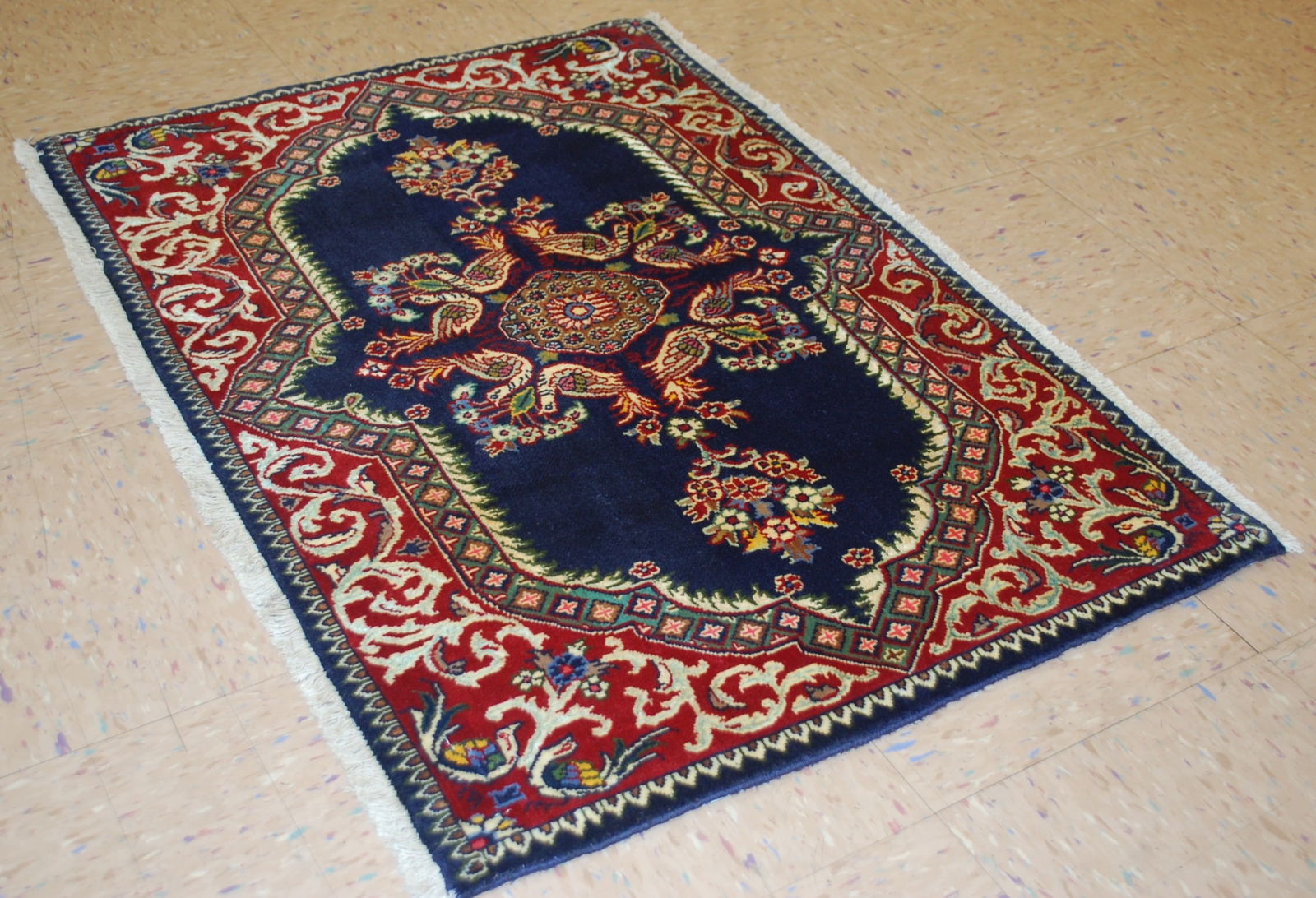 PAIR OF OLD,ANTIQUE PERSIAN-KESHAN RUG 2'5" x 3'4" AND 2'4" X 3'3" - 11