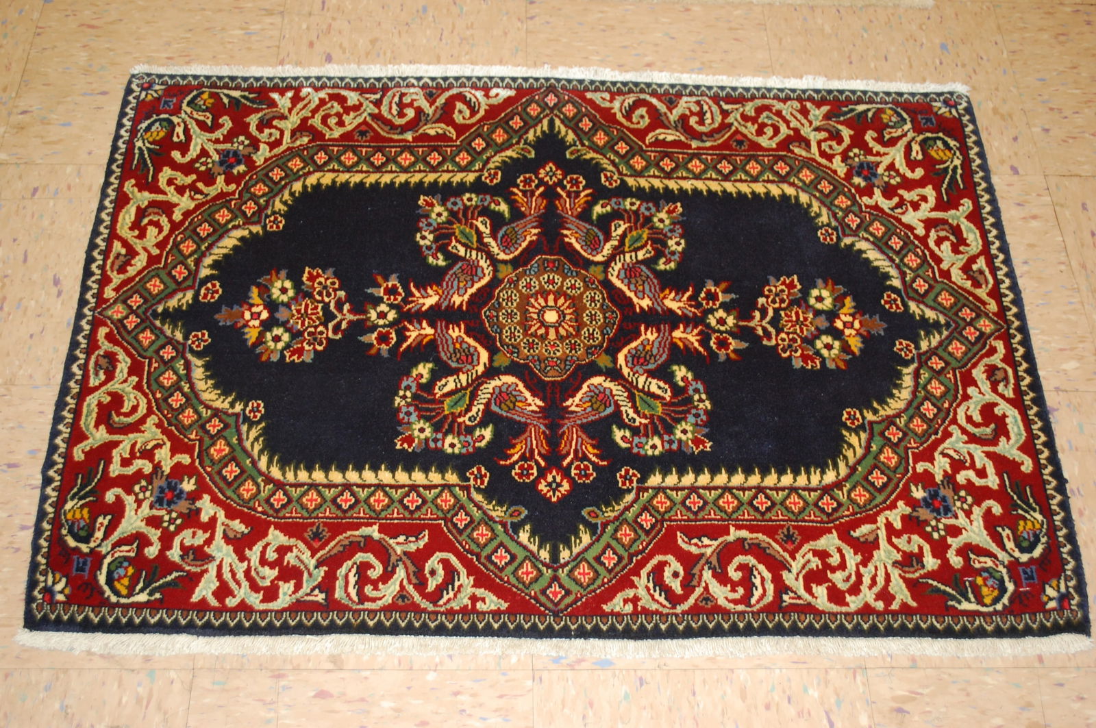 PAIR OF OLD,ANTIQUE PERSIAN-KESHAN RUG 2'5" x 3'4" AND 2'4" X 3'3" - 2