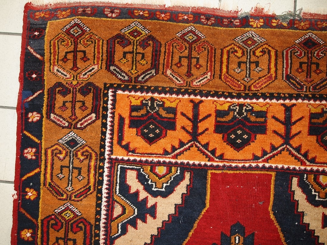 Handmade antique Turkish Anatolian rug 4' x 8.8' (122cm x 269cm) 1920s - 3