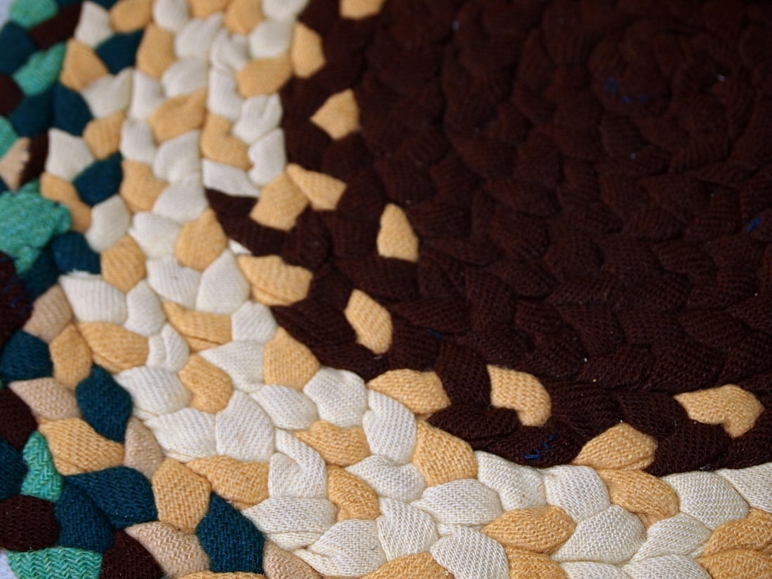 Handmade antique American Braided sit covers rugs 1.2' (38cm) 1940s - 5