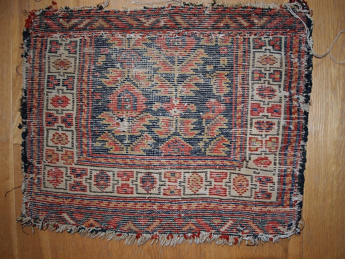 Handmade antique collectible Persian Malayer bag face 1.4' x 1.8' ( 44cm x 55cm ) 1900s - 7