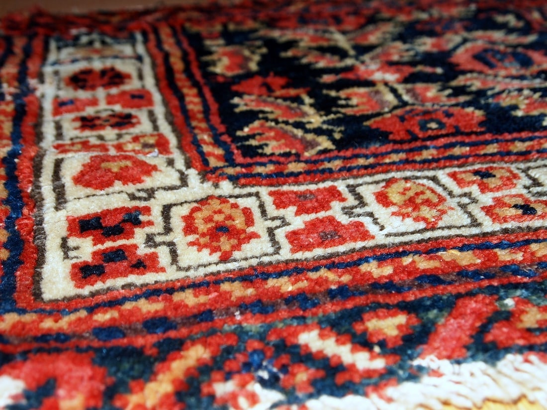 Handmade antique collectible Persian Malayer bag face 1.4' x 1.8' ( 44cm x 55cm ) 1900s - 8