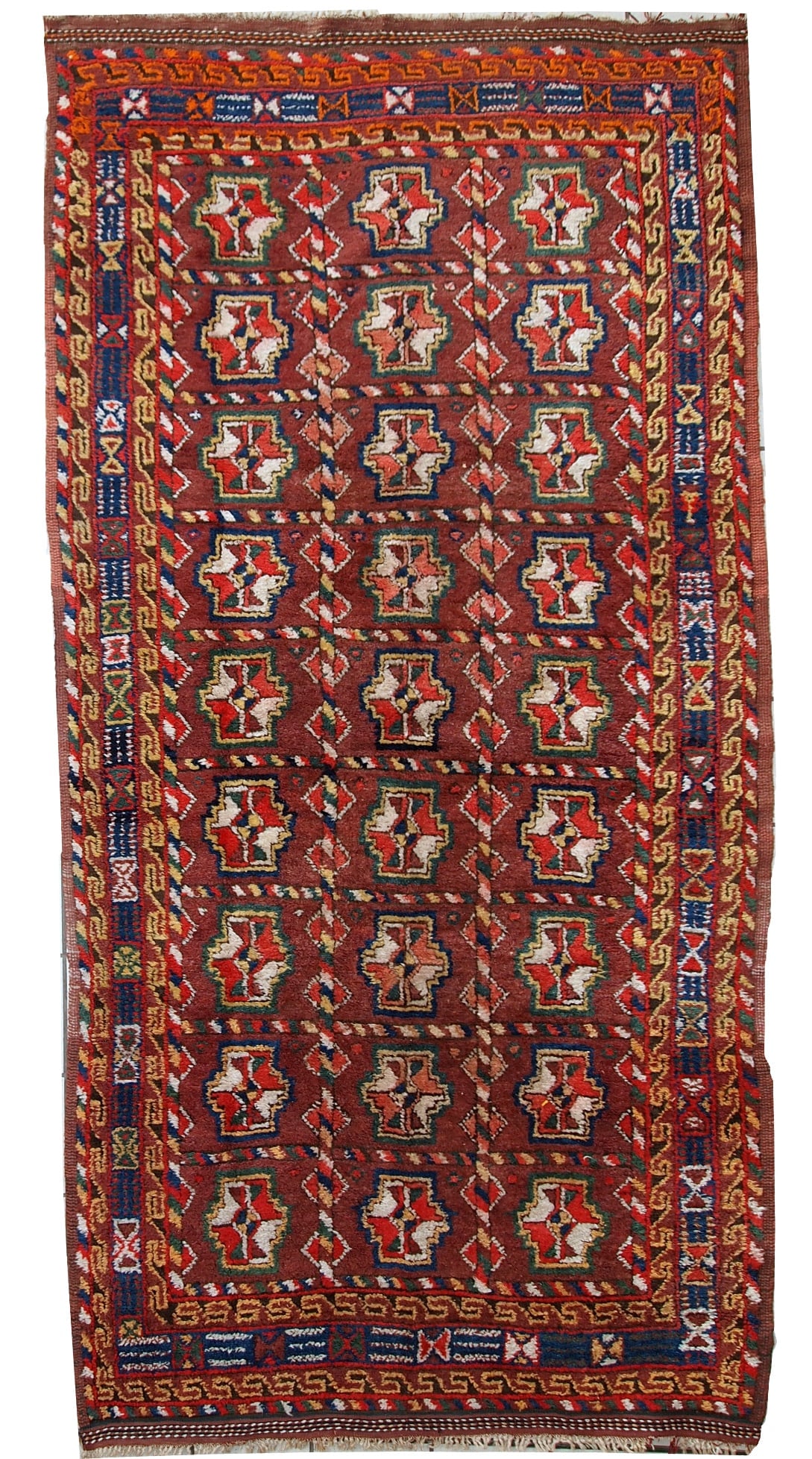 Handmade antique Persian Kurdish rug 3.9' x 7.5' (119cm x 230cm) 1920s (1 of 11)