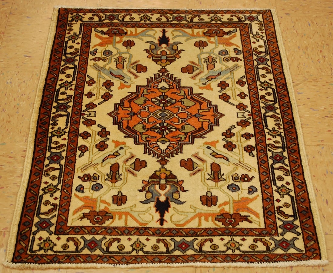 CAUCASIAN RUG 2'7" X 3'5": Title:CAUCASIAN RUG 2'7" X 3'5" Description: OLD, ANTIQUE HIGHLY DETAILED CAUCASIAN KAZAK DESIGN WITH GREAT BIRDS SUBJECTS FINE CAUCASIAN RUG....HIGH KPSI_KORK WOOL.......with an exact size of 2'7" X