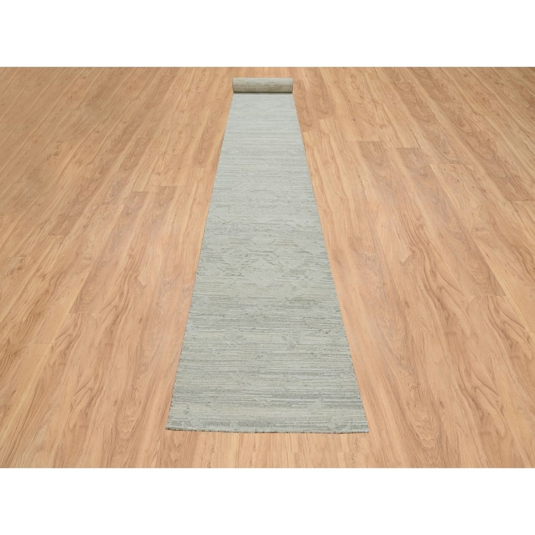 Ivory Modern Design Natural Wool Hand Knotted XL Runner Rug - 2