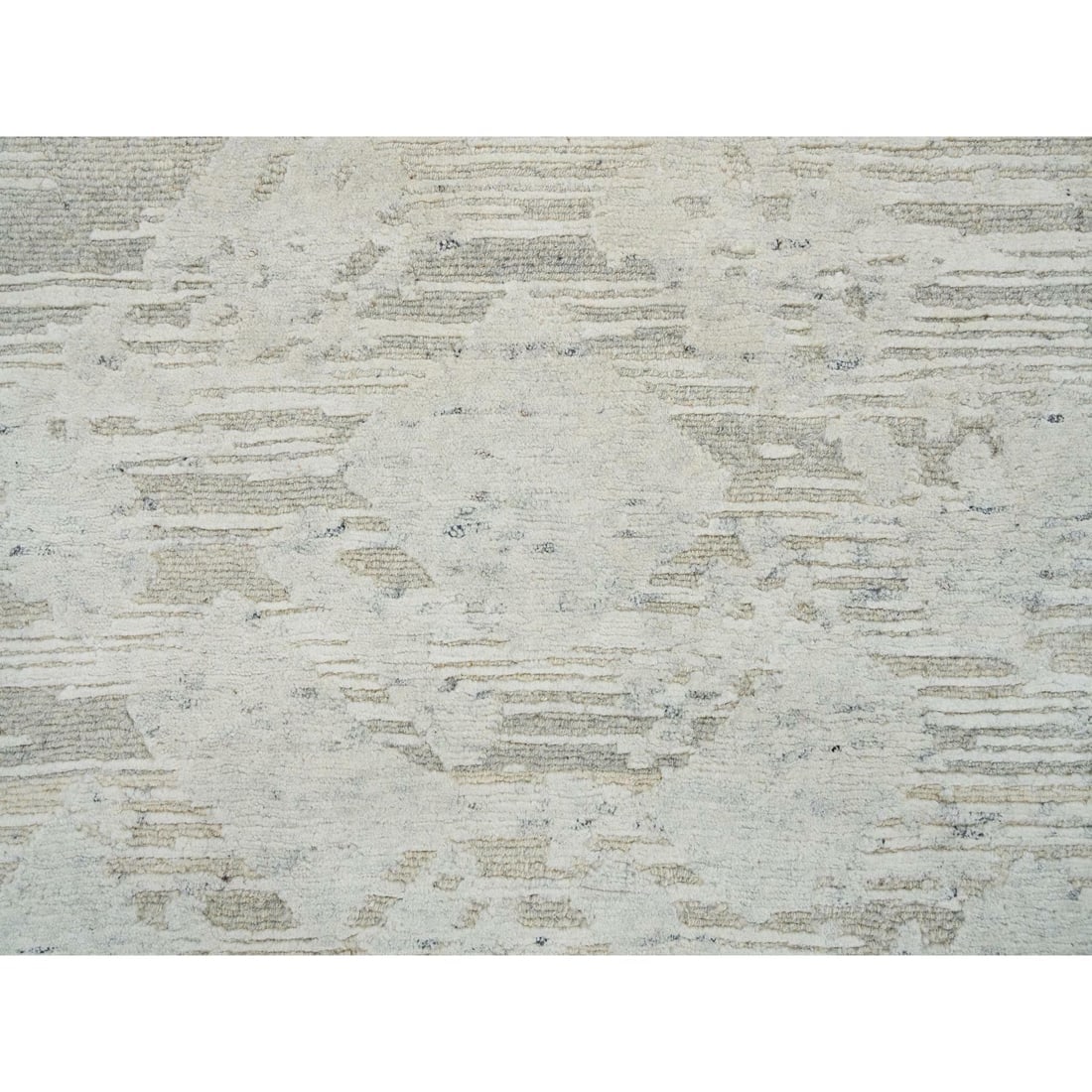 Ivory Modern Design Natural Wool Hand Knotted XL Runner Rug - 5