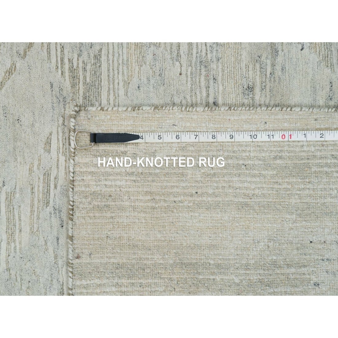 Ivory Modern Design Natural Wool Hand Knotted XL Runner Rug - 8