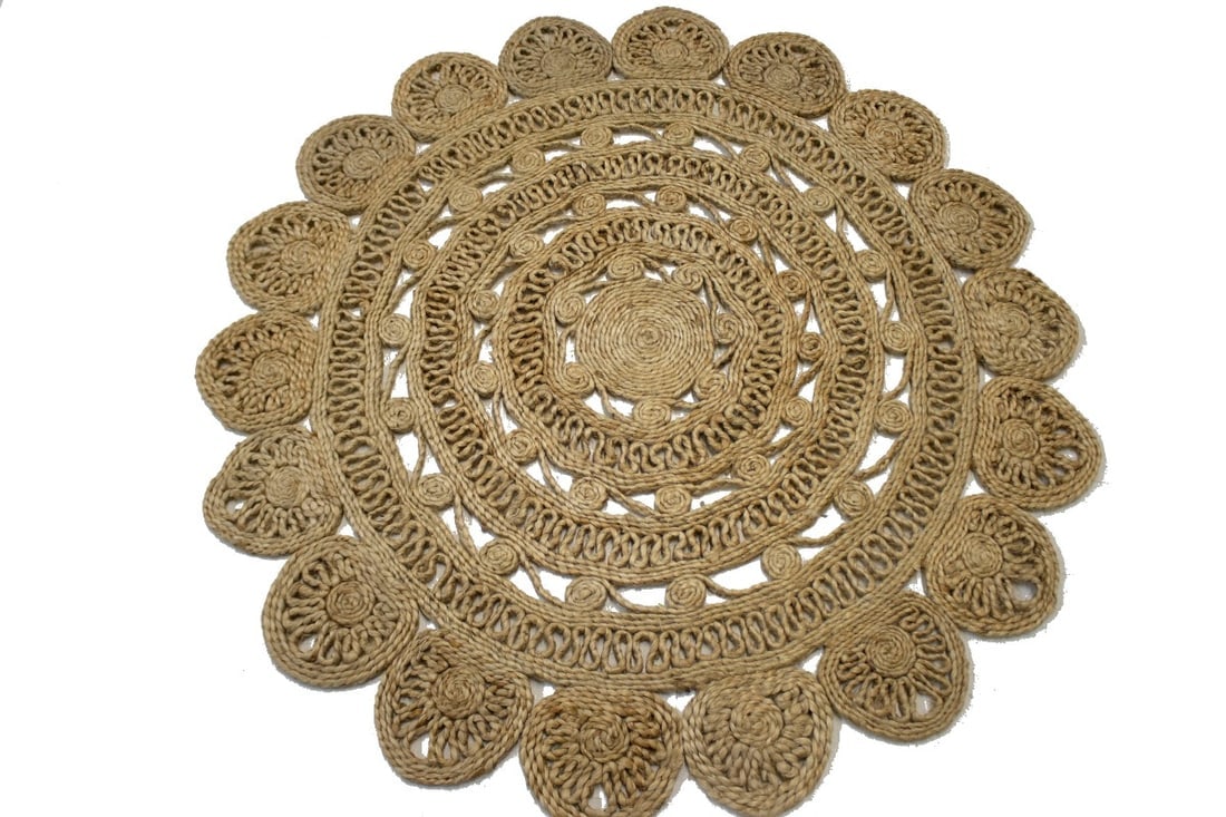 Reversible Braided Style 4X4 Jute Modern Round Rug - 4