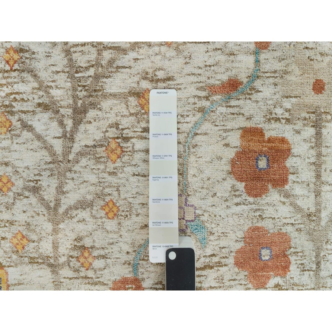 Linen Beige Wool and Silk Directional Hand Knotted Oriental Round Rug - 7